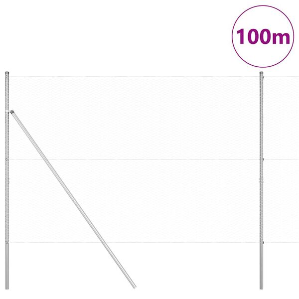 vidaXL St&acirc;lp de gard. Argintiu 100 x 1,5 m (plasă de 25 mm) Oțel