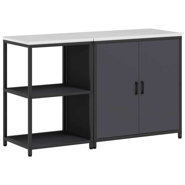 vidaXL Set de depozitare pentru bucătărie cu raft 2 pcs Antracit Oțel