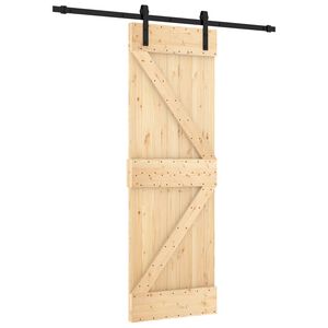 vidaXL Ușă glisantă Natural și Negru 70 x 210 cm Lemn de Pin Solid