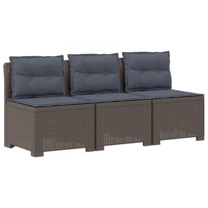 vidaXL Sofa de grădină cu 3 locuri, cu perne, aspect de rattan
