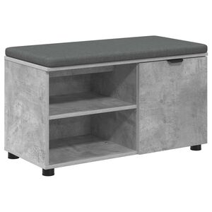 vidaXL Bancă pentru hol cu pernă cu raft Gri Beton 80 x 38 x 46 cm