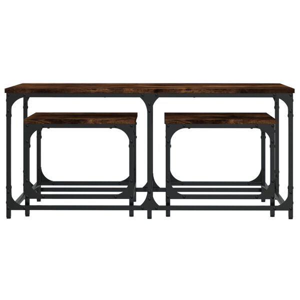 vidaXL Măsuțe suprapuse de cafea 3 buc, stejar fumuriu, lemn prelucrat