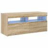 vidaXL Comodă TV cu lumini LED, stejar sonoma, 90x35x40 cm