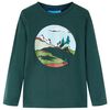vidaXL Tricou de copii cu m&acirc;neci lungi verde &icirc;nchis 92
