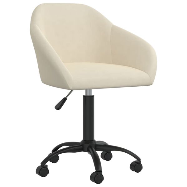 vidaXL Scaune de bucătărie pivotante, 2 buc., crem, catifea