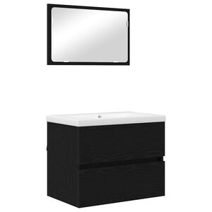 vidaXL Set de mobilier pentru baie 3 pcs Stejar Negru Lemn compozit