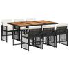 vidaXL Set mobilier de grădină cu perne, 7 piese, negru, poliratan