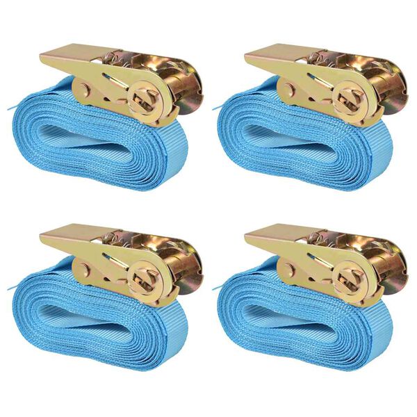 vidaXL Chingi fixare cu clichet 4 buc, 0,8 tone, 6 m x 25 mm, albastru
