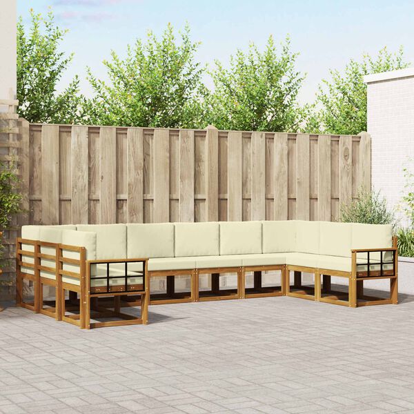 vidaXL Set de canapele de exterior cu pernă 10 pcs Natural și Crem