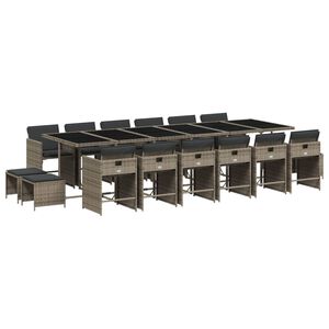 vidaXL Set mobilier de grădină cu perne, 17 piese, gri, poliratan