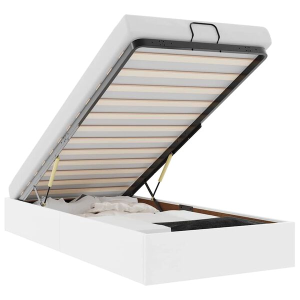 vidaXL Cadru de pat otoman fără saltea alb 100x200cm piele artificială