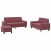 vidaXL Set de canapea, 3 piese, roșu vin, material textil