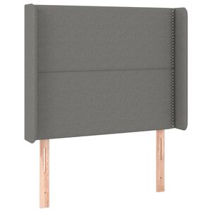 vidaXL Tăblie de pat cu aripioare gri &icirc;nchis 103x16x118/128 cm textil