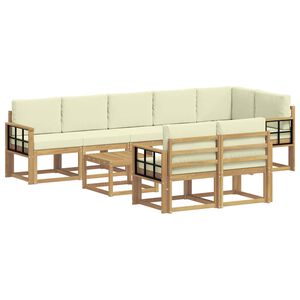 vidaXL Set de canapele de exterior 9 pcs Alb și crem Poliester