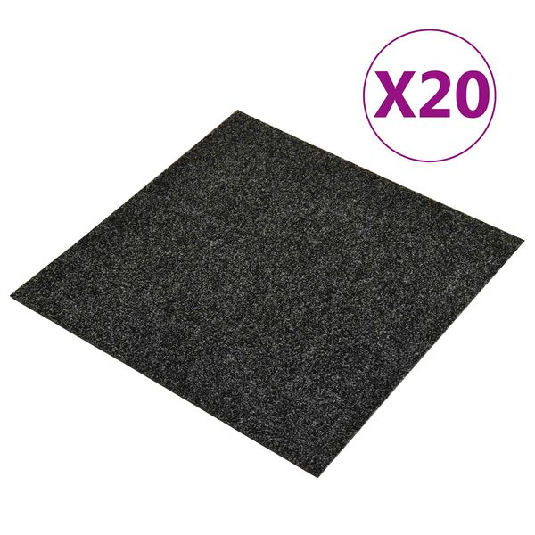 vidaXL Covor 20 pcs Negru 50 x 50 x 0,5 cm Bitum