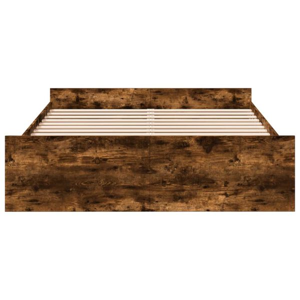 vidaXL Cadru pat cu sertare stejar fumuriu 150x200 cm lemn prelucrat