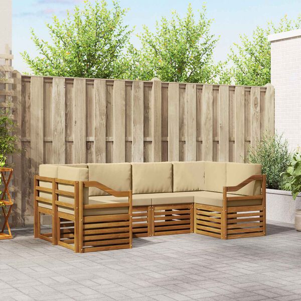 vidaXL Set canapea sectională 6 pcs natural Lemn Solid de Acacia