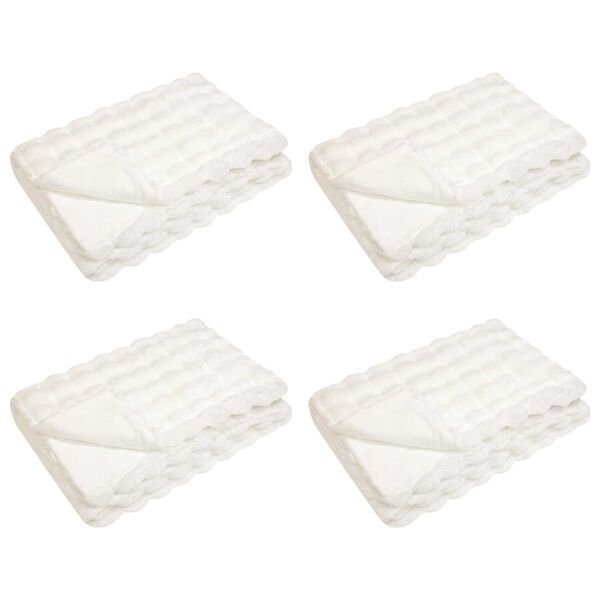 vidaXL Pătură din Blană sintetică de Iepure 4 pcs Alb 240 x 270 cm