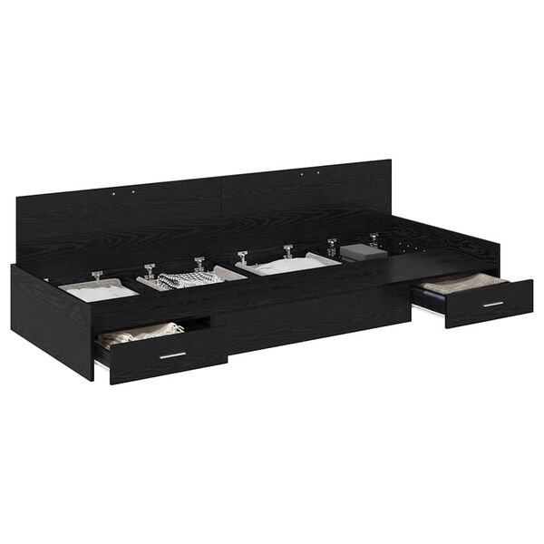 vidaXL Cadru de pat cu sertar Stejar Negru 100 x 200 cm Lemn compozit