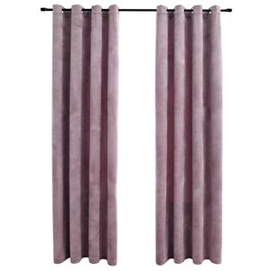 vidaXL Perdele opace cu inele 2 buc. roz antichizat 140x175 cm catifea
