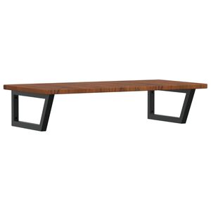 vidaXL Raft pentru lavoar montat pe perete, oțel și lemn masiv stejar