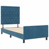 vidaXL Pat cu arcuri cu headboard Albastru &icirc;nchis 100 x 200 cm Catifea