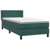 vidaXL Pat box spring cu saltea, verde &icirc;nchis, 80x210 cm, catifea
