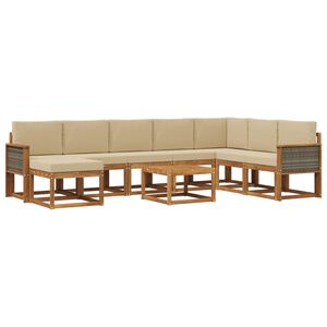 vidaXL Set de canapele de exterior 9 buc. Natural și Bej