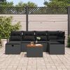 vidaXL Set de canapele pentru grădină cu pernă 7 pcs Negru Rattan poli