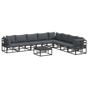 vidaXL Set de canapele pentru grădină 9 buc. Negru Aluminiu