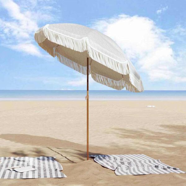 vidaXL Parasol de Plajă Gri și alb 160 x 160 x 196 cm