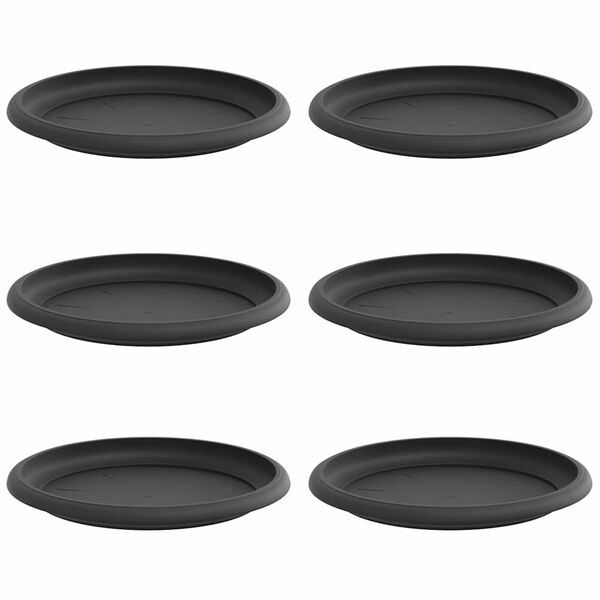 vidaXL Tavă rotundă pentru flori 6 pcs Negru &Oslash; 19 x 2 cm Plastic