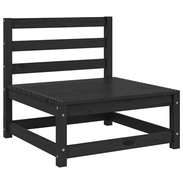 vidaXL Canapele de mijloc de grădină, 2 buc., negru, lemn masiv de pin