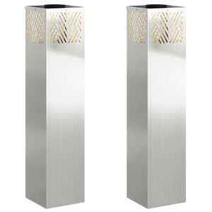 vidaXL Lumină LED Solară pentru Alei 2 buc. Alb cald 18 x 18 x 80 cm