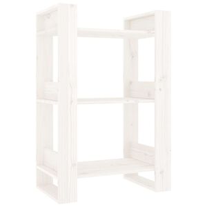 vidaXL Bibliotecă/Separator cameră, alb,60x35x91 cm, lemn masiv pin