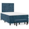 vidaXL Pat box spring cu saltea, albastru &icirc;nchis, 120x200 cm, catifea