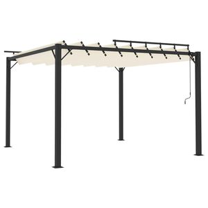 vidaXL Pavilion cu acoperiș jaluzea, crem, 3x3 m, țesătură/aluminiu