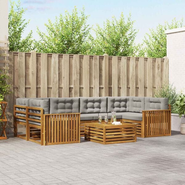 vidaXL Set de canapele de exterior 7 pcs Gri natural și deschis