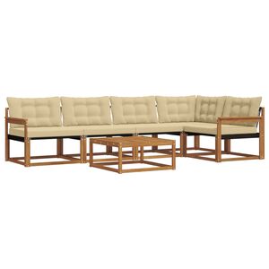 vidaXL Set de canapele de exterior cu pernă 6 pcs Natural și Bej
