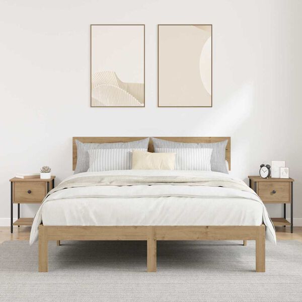 vidaXL Noptieră 2 pcs Stejar Artizanal 34 x 35,5 x 45 cm Lemn compozit