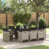 vidaXL Set de masă pentru grădină cu pernă 9 pcs Gri deschis poliratan