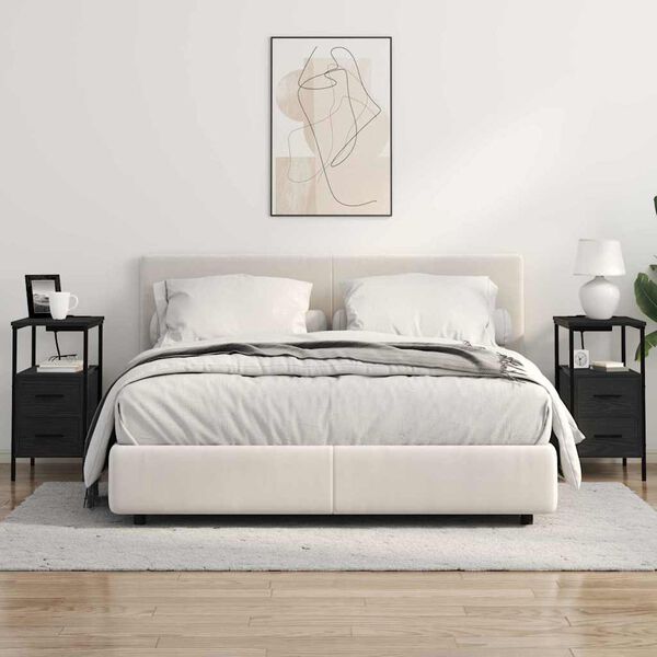 vidaXL Dulap de noapte Stejar Negru 30 x 48 x 61 cm Lemn compozit