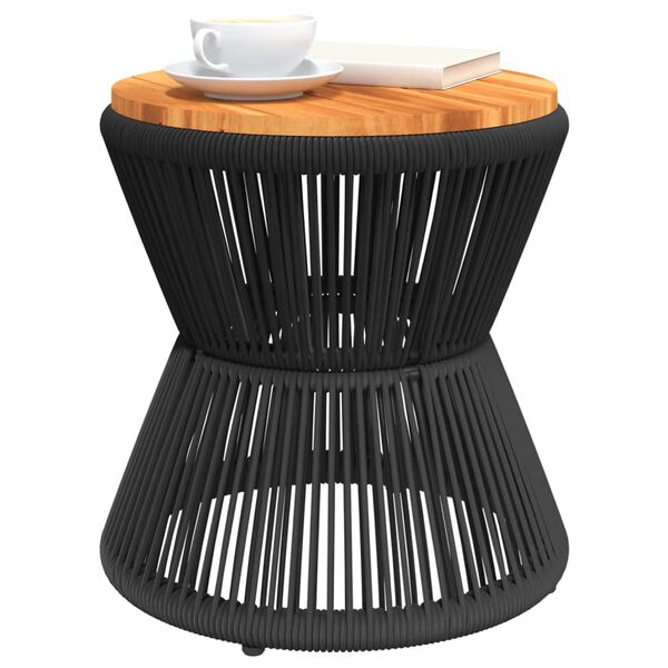 vidaXL Măsuță cafea bază din sârmă negru Ø 45x44 cm, lemn masiv acacia