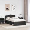 vidaXL Cadru de pat cu headboard Negru 135 x 190 cm Lemn de pin masiv