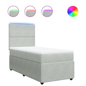 vidaXL Pat continental cu saltea, gri deschis, 80x200 cm, catifea