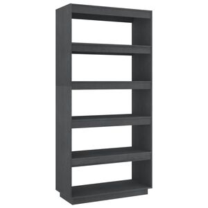 vidaXL Bibliotecă/Separator cameră, gri, 80x35x167 cm, lemn masiv pin