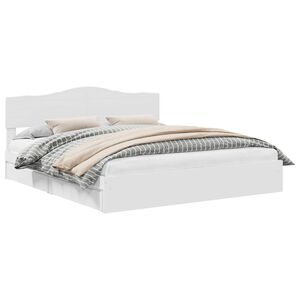 vidaXL Pat cu storage cu headboard Alb 200 x 200 cm Lemn compozit