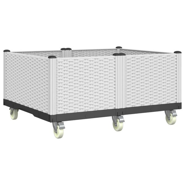 vidaXL Jardinieră de grădină cu picioare, alb, 100x80x54 cm, PP