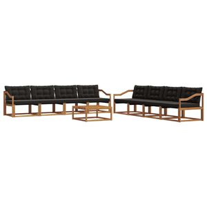 vidaXL Set de canapele de exterior cu pernă 9 pcs Natural și Negru