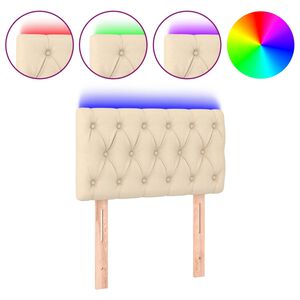 vidaXL Tăblie de pat cu LED, crem, 80x7x78/88 cm, textil